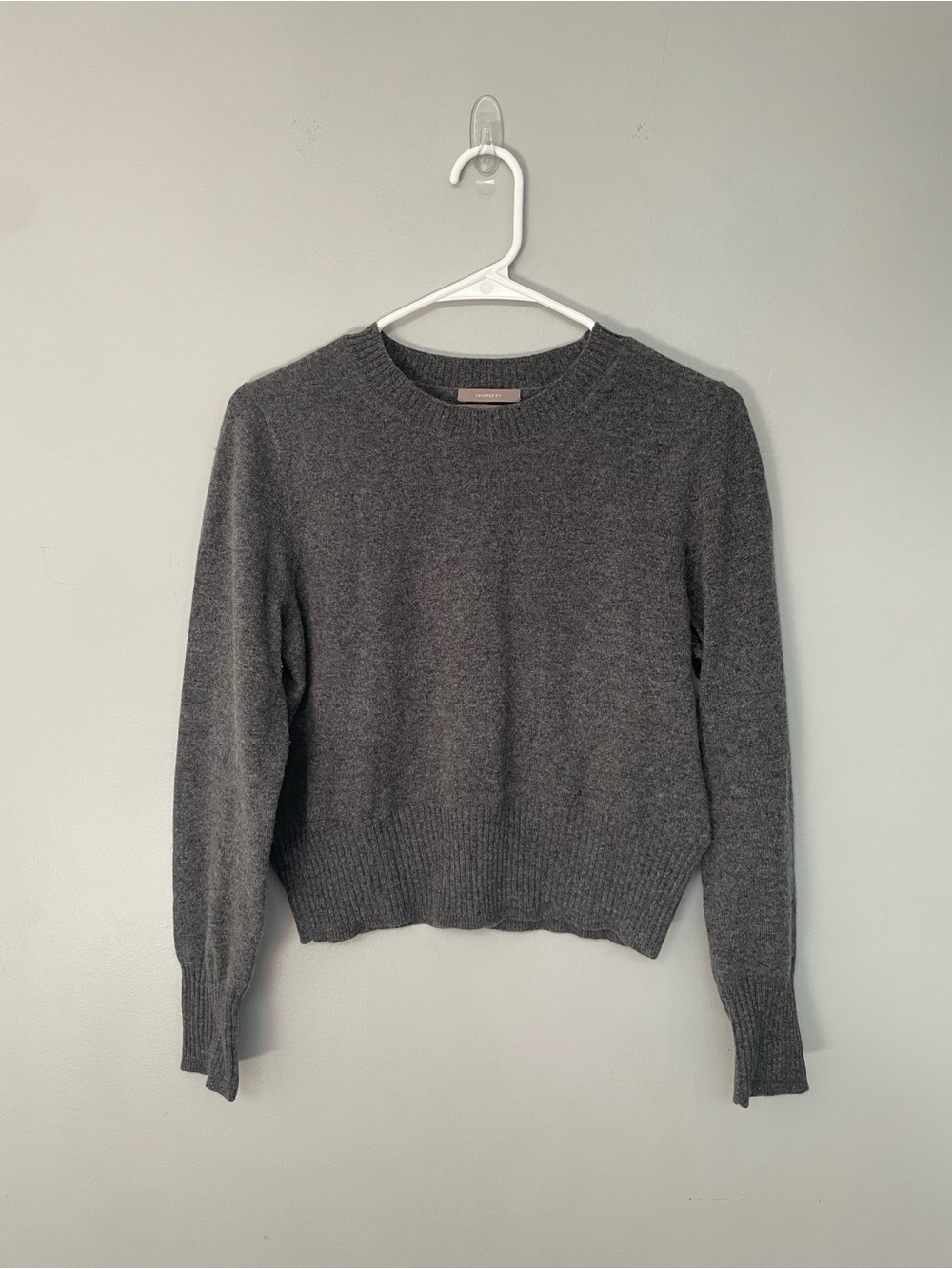 J. Crew Heather Grey Cropped Crewneck Sweater